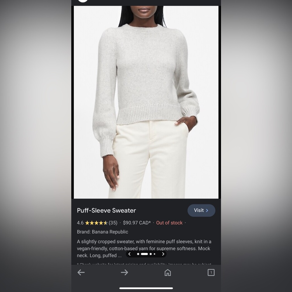 Heather Gray Sweater w/ Puff Sleeves from Banana Republic